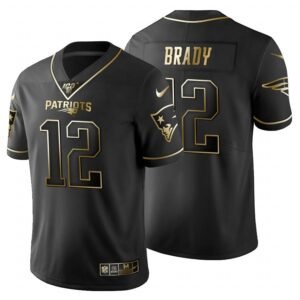 New England Patriots #12 Tom Brady Nike Black Golden Limited NFL 100 Jersey