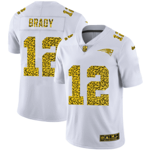 New England Patriots #12 Tom Brady Nike Flocked Leopard Print Vapor Limited NFL Jersey White