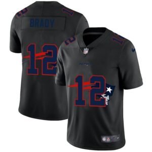 New England Patriots #12 Tom Brady Nike Team Logo Dual Overlap Limited NFL Jersey Black