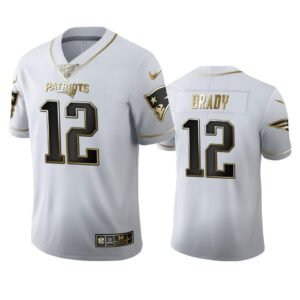 New England Patriots #12 Tom Brady Nike White Golden Edition Vapor Limited NFL 100 Jersey