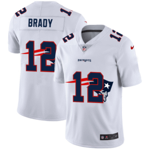 New England Patriots #12 Tom Brady White Nike Team Logo Dual Overlap Limited NFL Jersey