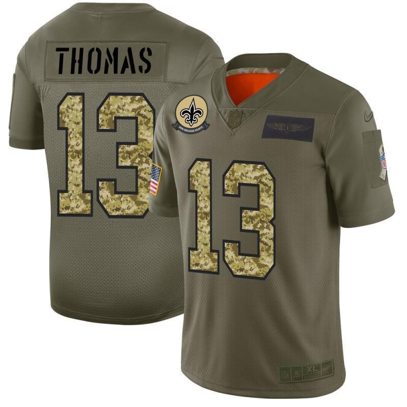 New Orleans Saints #13 Michael Thomas Nike 2019 Olive Camo Salute To Service Limited NFL Jersey