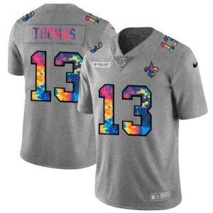 New Orleans Saints #13 Michael Thomas Nike Multi-Color 2020 NFL Crucial Catch NFL Jersey Greyheather