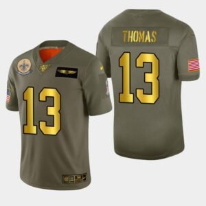New Orleans Saints #13 Michael Thomas Nike Olive Gold 2019 Salute To Service Limited NFL 100 Jersey