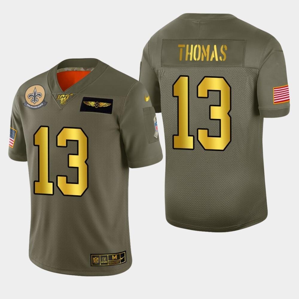 New Orleans Saints #13 Michael Thomas Nike Olive Gold 2019 Salute To Service Limited NFL 100 Jersey