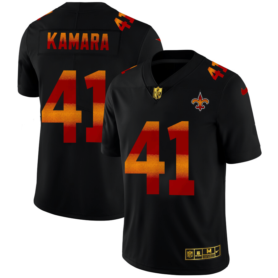 New Orleans Saints #41 Alvin Kamara Black Nike Red Orange Stripe Vapor Limited NFL Jersey