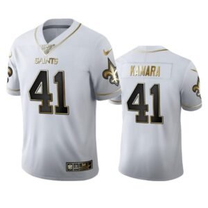 New Orleans Saints #41 Alvin Kamara Nike White Golden Edition Vapor Limited NFL 100 Jersey