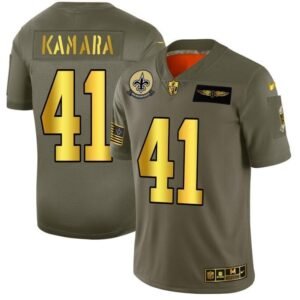 New Orleans Saints #41 Alvin Kamara NFL Nike Olive Gold 2019 Salute To Service Limited Jersey