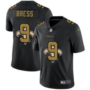 New Orleans Saints #9 Drew Brees Nike Team Logo Dual Overlap Limited NFL Jersey Black