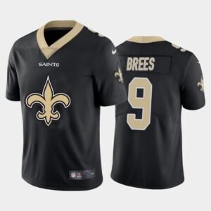 New Orleans Saints #9 Drew Brees Black Nike Big Team Logo Vapor Limited NFL Jersey
