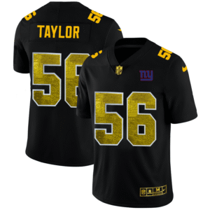 New York Giants #56 Lawrence Taylor Men’s Black Nike Golden Sequin Vapor Limited NFL Jersey