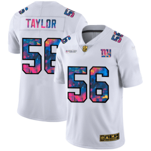 New York Giants #56 Lawrence Taylor Men’s White Nike Multi-Color 2020 NFL Crucial Catch Limited NFL Jersey