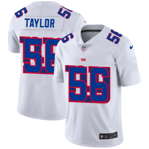 New York Giants #56 Lawrence Taylor White Men’s Nike Team Logo Dual Overlap Limited NFL Jersey