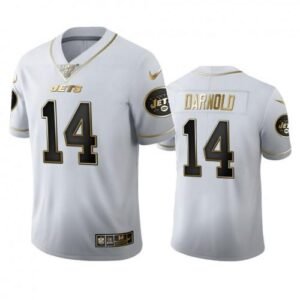 New York New York Jets #14 Sam Darnold Nike White Golden Edition Vapor Limited NFL 100 Jersey