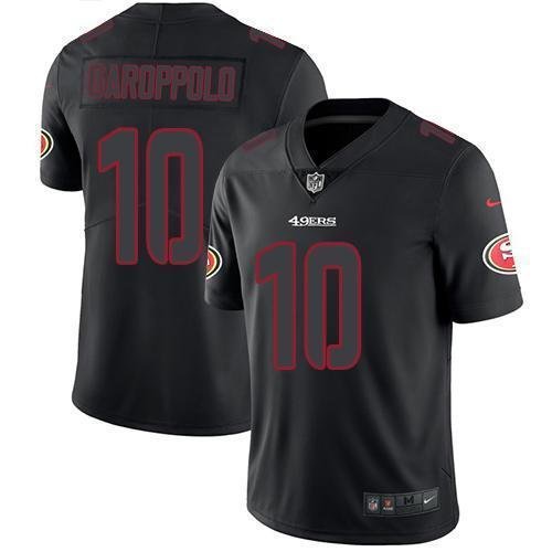Nike 49ers #10 Jimmy Garoppolo Black Stitched NFL Limited Rush Impact Jersey