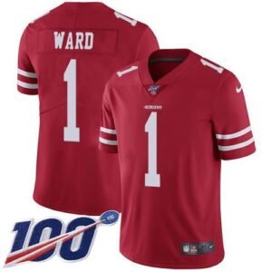 Nike 49ers #1 Jimmie Ward Red Team Color Stitched NFL 100th Season Vapor Limited Jersey