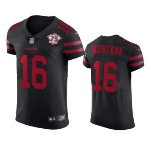 Nike 49ers #16 Joe Montana Black Alternate 75th Anniversary Stitched NFL Vapor Untouchable Elite Jersey