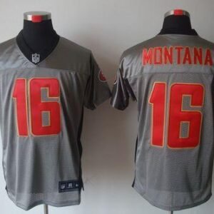 Nike 49ers #16 Joe Montana Grey Shadow Stitched NFL Elite Jersey