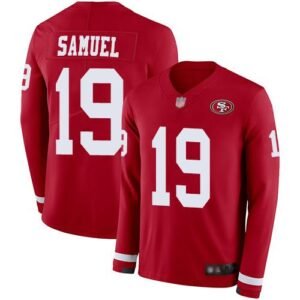 Nike 49ers #19 Deebo Samuel Red Team Color Stitched NFL Limited Therma Long Sleeve Jersey