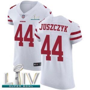 Nike 49ers #44 Kyle Juszczyk White Super Bowl LIV 2020 Stitched NFL Vapor Untouchable Elite Jersey