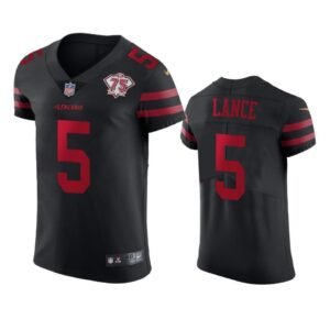 Nike 49ers #5 Trey Lance Black Alternate 75th Anniversary Stitched NFL Vapor Untouchable Elite Jersey