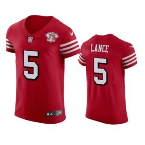 Nike 49ers #5 Trey Lance Red Rush 75th Anniversary Stitched NFL Vapor Untouchable Elite Jersey