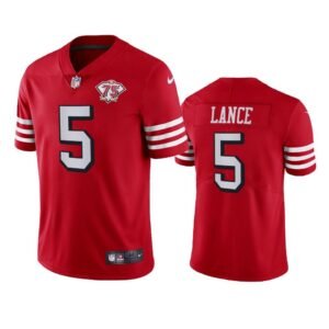 Nike 49ers #5 Trey Lance Red Rush 75th Anniversary Stitched NFL Vapor Untouchable Limited Jersey