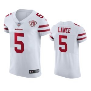 Nike 49ers #5 Trey Lance White 75th Anniversary Stitched NFL Vapor Untouchable Elite Jersey