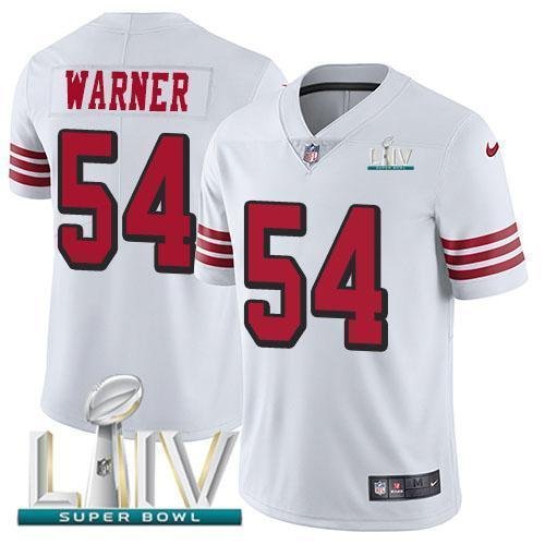 Nike 49ers #54 Fred Warner White Super Bowl LIV 2020 Rush Stitched NFL Vapor Untouchable Limited Jersey
