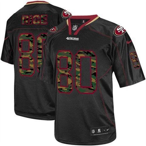 Nike 49ers #80 Jerry Rice Black Stitched NFL Elite Camo Fashion Jersey