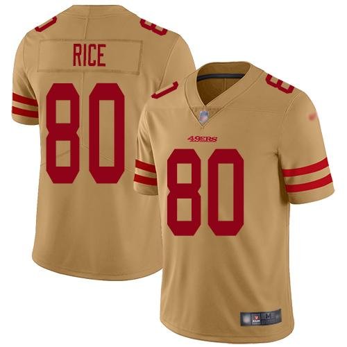 Nike 49ers #80 Jerry Rice Gold Stitched NFL Limited Inverted Legend Jersey