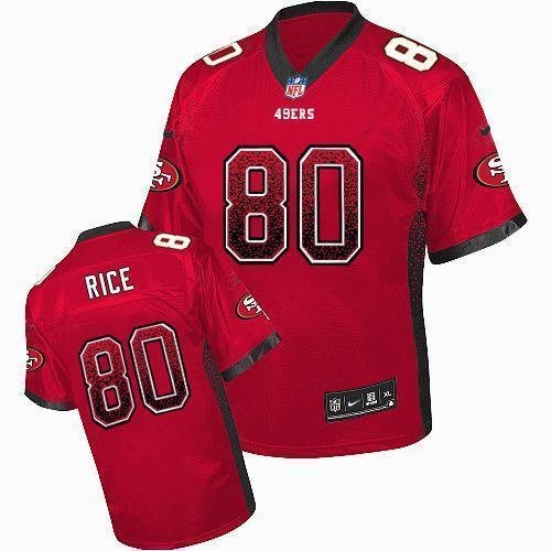 Nike 49ers #80 Jerry Rice Red Team Color Stitched NFL Elite Drift Fashion Jersey