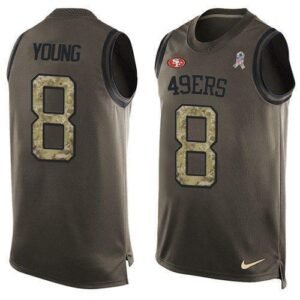 Nike 49ers #8 Steve Young Green Stitched NFL Limited Salute To Service Tank Top Jersey