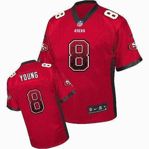 Nike 49ers #8 Steve Young Red Team Color Stitched NFL Elite Drift Fashion Jersey