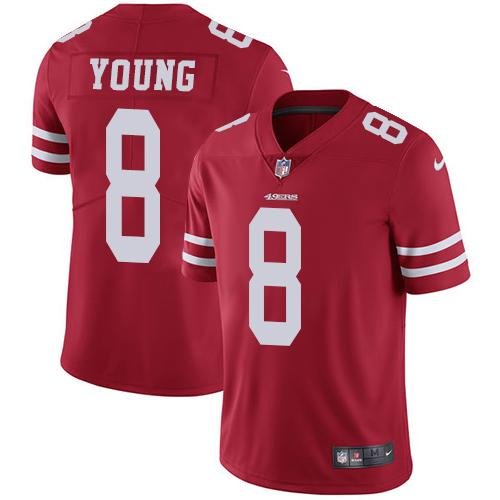 Nike 49ers #8 Steve Young Red Team Color Stitched NFL Vapor Untouchable Limited Jersey
