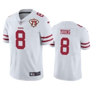 Nike 49ers #8 Steve Young White 75th Anniversary Stitched NFL Vapor Untouchable Limited Jersey