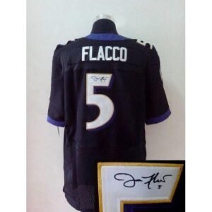 Nike Baltimore Ravens #5 Joe Flacco Black Alternate Stitched NFL Elite Autographed Jersey