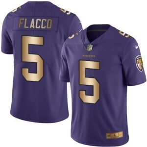 Nike Baltimore Ravens #5 Joe Flacco Purple Stitched NFL Limited Gold Rush Jersey