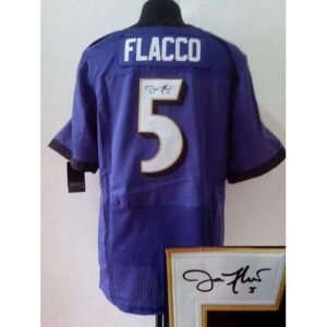 Nike Baltimore Ravens #5 Joe Flacco Purple Team Color Stitched NFL Elite Autographed Jersey