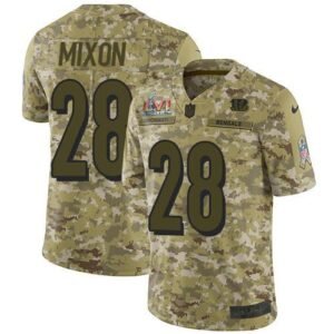 Nike Bengals #28 Joe Mixon Camo Super Bowl LVI Patch Stitched NFL Limited 2018 Salute To Service Jersey