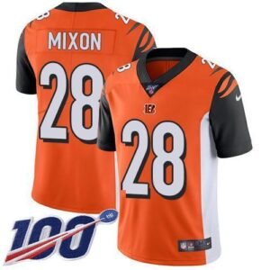 Nike Bengals #28 Joe Mixon Orange Alternate Stitched NFL 100th Season Vapor Limited Jersey