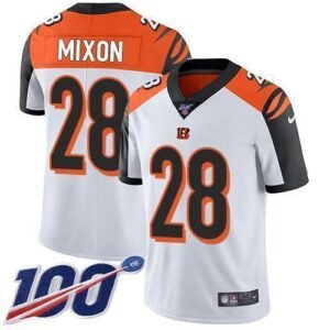 Nike Bengals #28 Joe Mixon White Stitched NFL 100th Season Vapor Limited Jersey