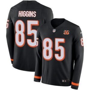 Nike Bengals #85 Tee Higgins Black Team Color Stitched NFL Limited Therma Long Sleeve Jersey