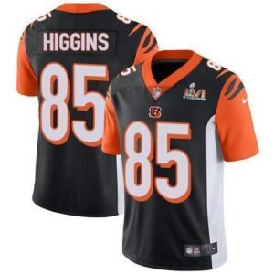 Nike Bengals #85 Tee Higgins Black Team Color Super Bowl LVI Patch Stitched NFL Vapor Untouchable Limited Jersey
