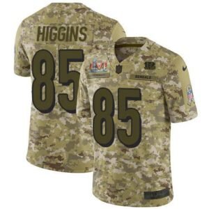 Nike Bengals #85 Tee Higgins Camo Super Bowl LVI Patch Stitched NFL Limited 2018 Salute To Service Jersey