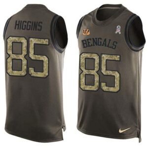 Nike Bengals #85 Tee Higgins Green Stitched NFL Limited Salute To Service Tank Top Jersey