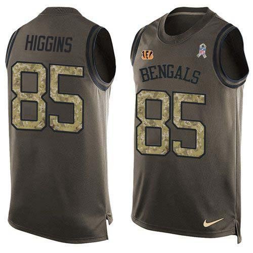 Nike Bengals #85 Tee Higgins Green Stitched NFL Limited Salute To Service Tank Top Jersey