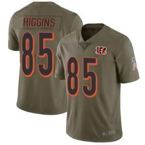 Nike Bengals #85 Tee Higgins Olive Stitched NFL Limited 2017 Salute To Service Jersey