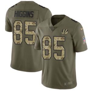 Nike Bengals #85 Tee Higgins Olive/Camo Stitched NFL Limited 2017 Salute To Service Jersey