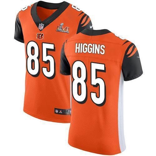 Nike Bengals #85 Tee Higgins Orange Alternate Super Bowl LVI Patch Stitched NFL New Elite Jersey